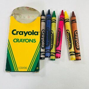 Crayola 6-Pack Crayon restaurant style Vintage 1990  Basic Colors
